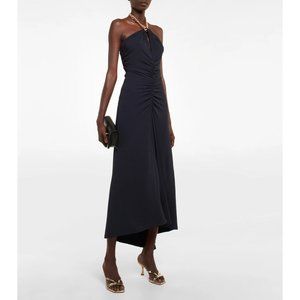 VERONICA BEARD Reze embellished ruched navy dress Size S